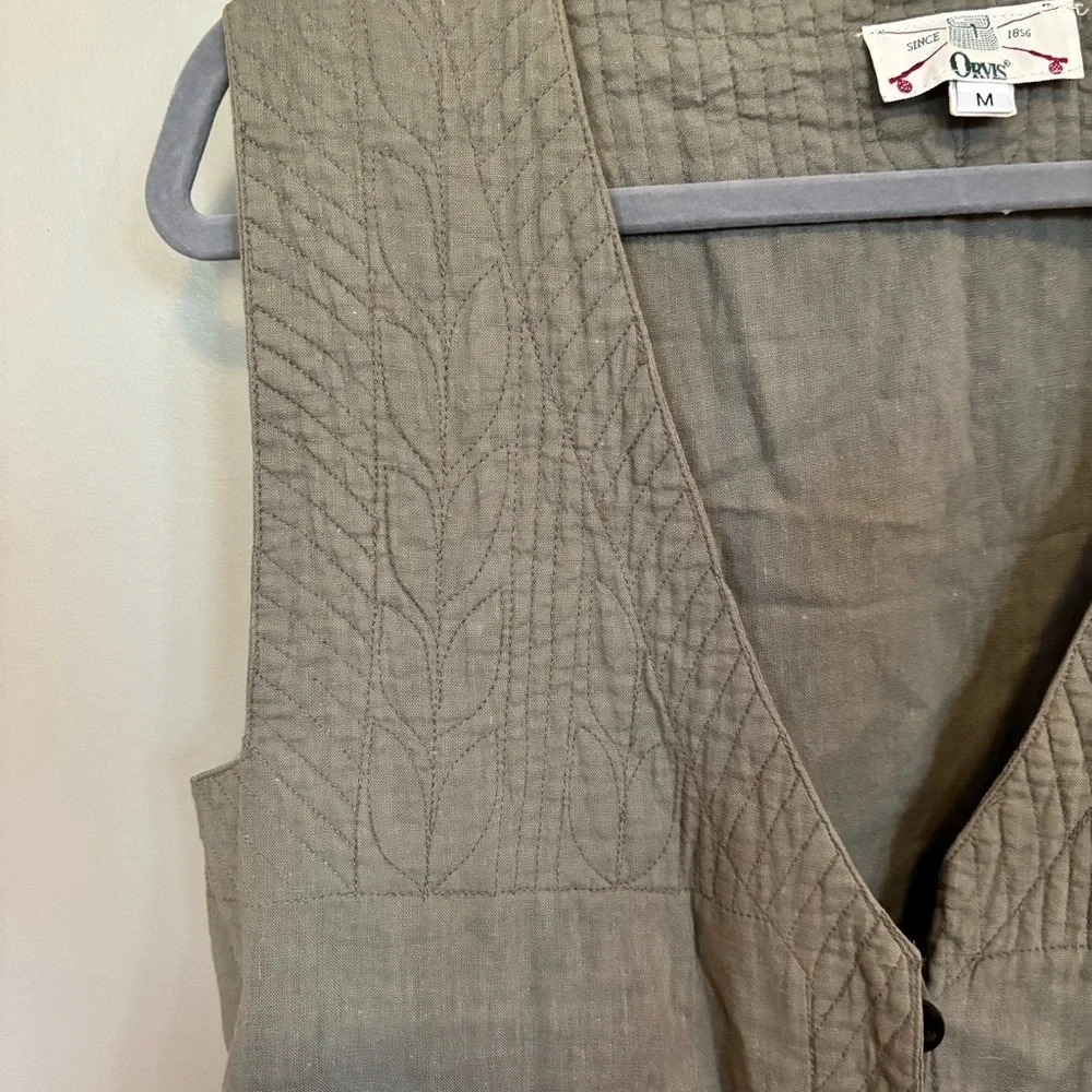 Vintage Orvis Cotton Green Vest - size M - Picture 2 of 11